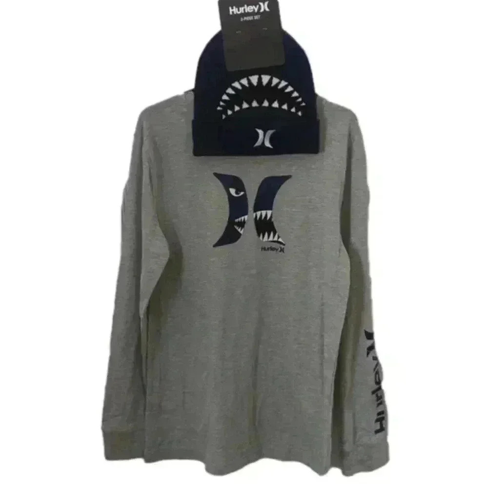Hurley Shark Bite Graphic Tee & Beanie Set